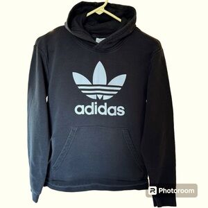 Adidas Classic Trefoil Hoodie Sweatshirt - Black - Unisex Youth L - EUC